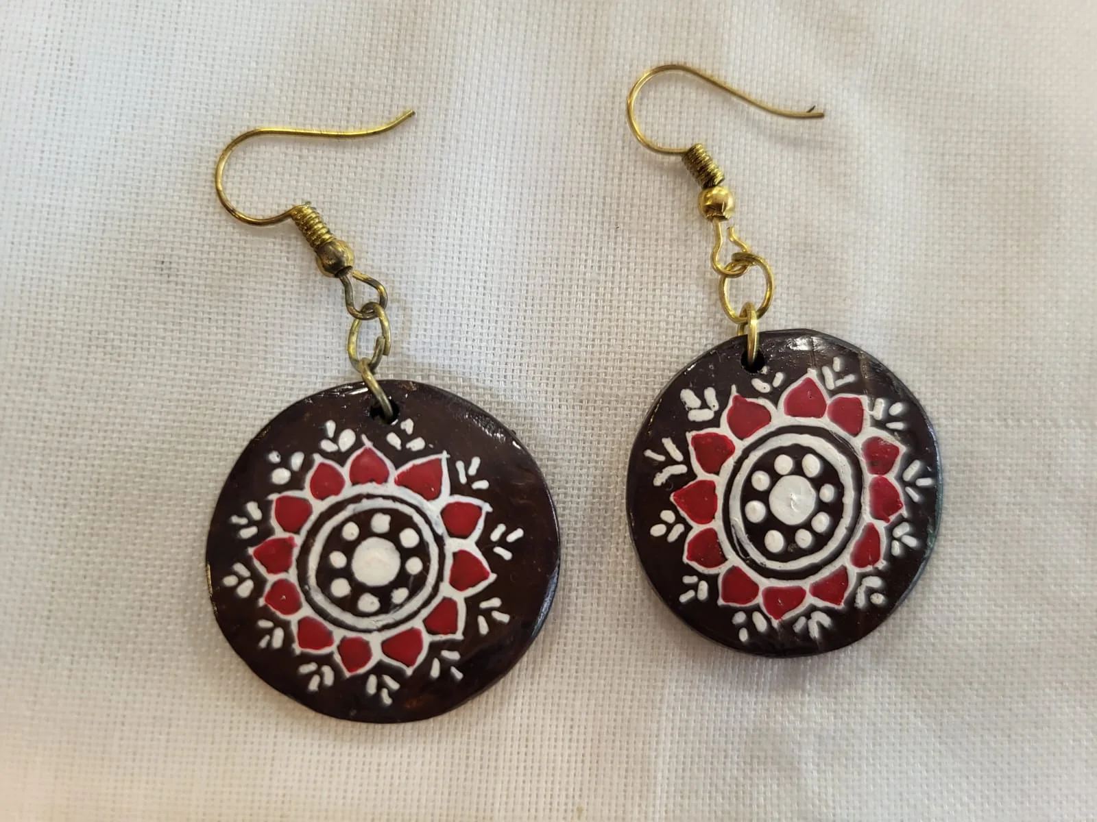 Red Lotus Mandala Earrings
