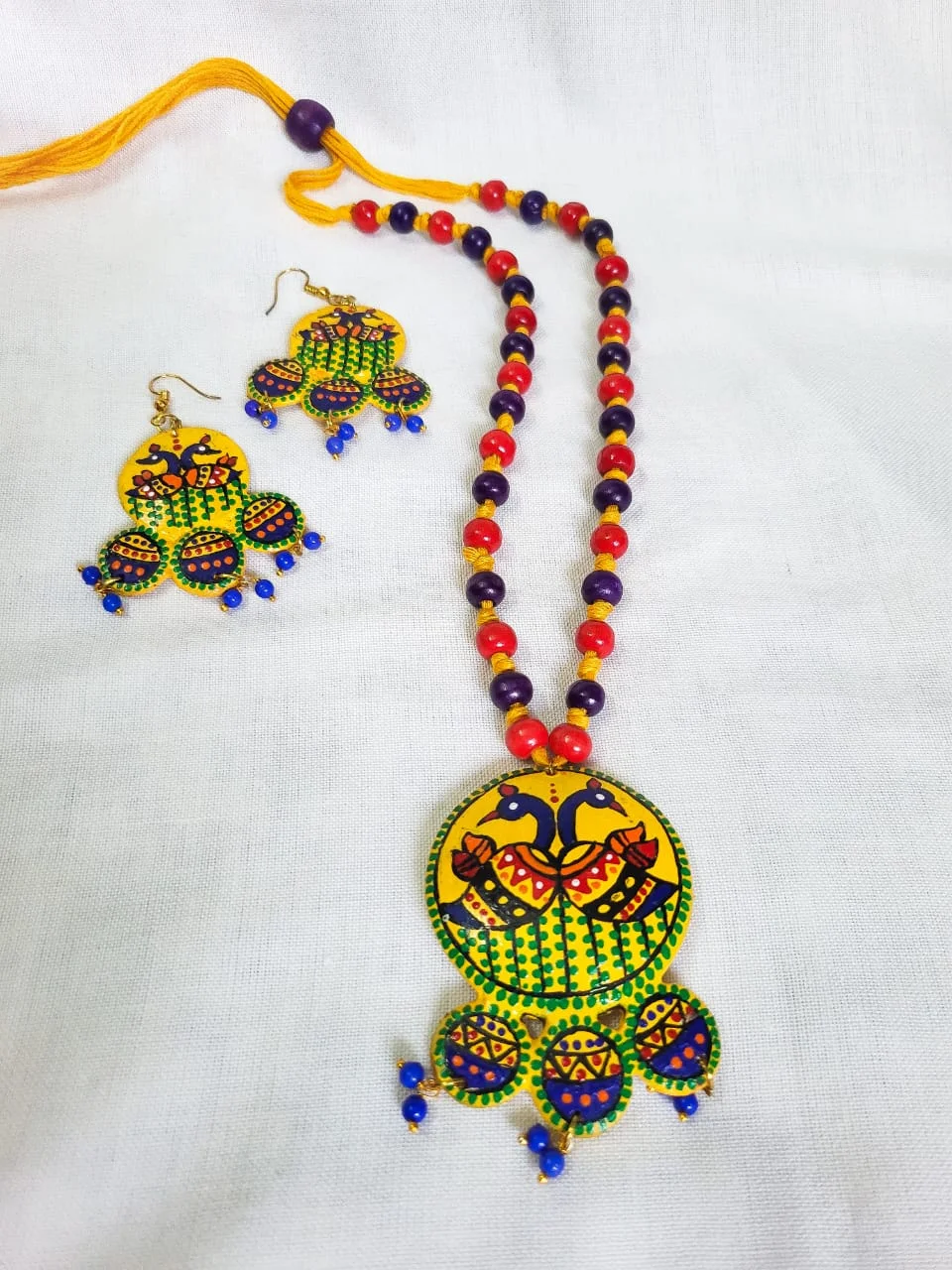 Peacock Meenakari Necklace Set
